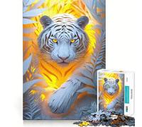Puzzle Tigre Bianca nella Giungla,1000 pezzi,gioco di concentrazione mentale,tagli di precisione,bordi lisci,attività coinvolgente per serate tranquille (38x52cm)