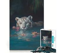 Puzzle "Tigre Bianca nell'Acqua" per adulti,1000 pezzi,gioco stimolante per la mente,dimensioni uniformi,pezzi precisi,ideale da portare in viaggio,regalo perfetto per allenare la mente (38x26cm)
