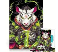 Puzzle Tigre Bianca Samurai da 1000 pezzi,gioco di costruzione che mette alla prova la concentrazione,montaggio sicuro e stabile,divertimento in casa durante le vacanze (38x52cm)