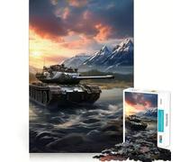 Puzzle "Tigre e carro armato al tramonto" da 1000 pezzi per ragazzi, gioco di abilità mentale, divertimento casual, design elegante da assemblare, regalo 38x26cm