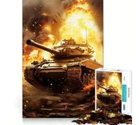 Puzzle "Tigre e carro armato in fiamme" da 1000 pezzi per adulti, gioco per l'esercizio mentale, antistress, design da assemblare, regalo elegante 38x52cm
