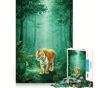 Puzzle "Tigre nella foresta di smeraldo" per ragazzi, 1000 pezzi, rafforza la memoria, antistress, bordi lisci, regalo di Natale 50x75cm