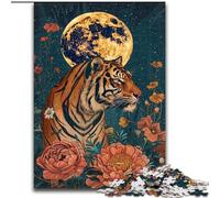 Puzzle Tigre sotto la luna per adolescenti 1000 pezzi, adatti a bambini dai 14 anni in su, divertimento per tutta la famiglia, ideale come regalo per tutta la famiglia (26x38cm)