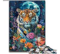Puzzle "Tigre sotto la luna" per adolescenti, 1000 pezzi, difficile da completare ma divertente e umoristico, regalo di compleanno, regali, arte murale (26x38cm)