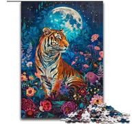 Puzzle Tigre sotto la Luna per adolescenti, giocattoli avvincenti per la decorazione della casa, stimola l'intelligenza cerebrale (26x38cm)