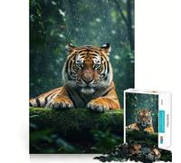 Puzzle "Tigre sotto la pioggia" da 1000 pezzi per ragazzi, gioco di memoria, per interni, con motivo Babbo Natale e desideri 50x75cm