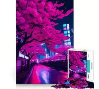 Puzzle Tokyo Neon Cherry Blossom da 1000 pezzi per adulti, gioco rilassante per la mente, taglio premium, regalo di compleanno 50x75cm