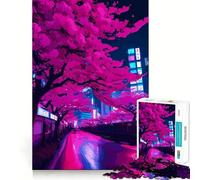 Puzzle Tokyo Neon Cherry Blossom da 1000 pezzi per adulti, puzzle di memoria, sollevamento lento, goditi l'assemblaggio dell'immagine, regalo creativo 38x52cm
