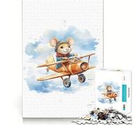 Puzzle "Topo che vola su un aereo" per ragazzi, 1000 pezzi, gioco mentale, divertimento per il tempo libero, taglio di alta qualità, regalo pensato con cura (38x26cm)