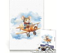 Puzzle "Topo che vola su un aereo" per ragazzi, 1000 pezzi, gioco mentale, divertimento per il tempo libero, taglio di alta qualità, regalo pensato con cura (38x26cm)