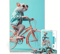 Puzzle Topo con la bicicletta per ragazzi, 1000 pezzi, gioco rilassante, evasione, bordi precisi, (50x75cm)