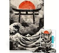 Puzzle Torii e Grande Onda da 1000 pezzi per adulti, gioco per esercizi mentali, antistress, design da assemblare, regalo elegante 50x75cm