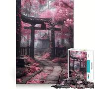 Puzzle Torii Gate giapponese con fiori di ciliegio, 1000 pezzi, per ragazzi, gioco di abilità mentale, design accogliente e rilassante, assemblaggio, regalo pensato 38x26cm
