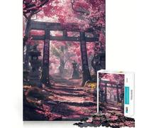 Puzzle Torii Gate giapponese con fiori di ciliegio, 1000 pezzi, Smart Reason Toy Group, con bordi lisci, opera d'arte 38x26cm