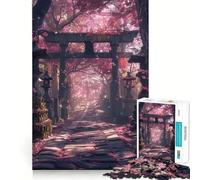 Puzzle Torii Gate giapponese Sakura da 1000 pezzi per adolescenti, gioco di logica e abilità, tranquillo, con taglio preciso, sorpresa di Natale 38x26cm