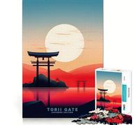 Puzzle Torii Gate In The Lake da 1000 pezzi per ragazzi, gioco di memoria, per interni, con Babbo Natale e desideri, taglio fine 38x52cm