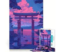 Puzzle Torii Gate Lofi Rosa Retro da 1000 pezzi per adolescenti, gioco di abilità mentale, svago, divertimento, design, assemblaggio, regalo elegante 38x26cm