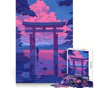 Puzzle Torii Gate Lofi Rosa Retro Difficile da Assorbire per Adulti 1000 Pezzi Stimola la Memoria Calma Fuga Bordo Tenue Regalo Speciale 38x52cm
