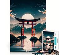 Puzzle Torii Gate Middle Lake da 1000 pezzi per adolescenti, ideale per rafforzare la memoria, per una vita tranquilla e serena, con bordi di qualità e un regalo perfetto per Babbo Natale 38x52cm
