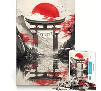Puzzle Torii Gate Under Red Sun da 1000 pezzi per adulti, gioco intelligente antistress, assemblaggio con schema, sorpresa di Natale 38x52cm
