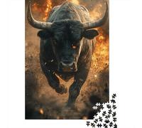 Puzzle Toro Nero Fuoco Potenza Inarrestabile, 1000 pezzi carta riciclata over 12 anni, puzzle estremamente difficile 70x50cm/1000pcs