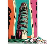 Puzzle Torre di Pisa Italia Colori 100% Cartone Riciclato Premium Puzzle in Cartone per Adulti Bambini Regali di Halloween 1000 pezzi (75x50cm)