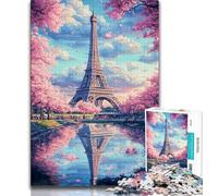 Puzzle Torre Eiffel in fiore di ciliegio puzzle da 1000 pezzi per adulti ideale come regalo per tutta la famiglia adatto per bambini di età compresa tra 26 e 14 anni (26x38cm)