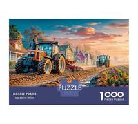 Puzzle Tractors Plowing Fields 1000 Pezzi Per Bambini E Adulti, Antistress, Passatempo Rilassante Puzzles Con Rural Sunset Farm Scene, Idea Regalo 52x38cm/1000pcs