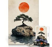 Puzzle tradizionale con albero bonsai e sole rosso per ragazzi, 1000 pezzi, allenamento mentale, relax, taglio laser, regalo memorabile (38x52cm)