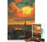 Puzzle "Tramonto a Copenaghen, Danimarca" per ragazzi, 1000 pezzi, attività per allenare la mente, ideale per le vacanze 50x75cm
