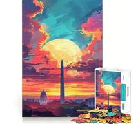 Puzzle "Tramonto a Washington DC" da 1000 pezzi per adolescenti, gioco di logica, rilassante, con bordi di alta qualità, da collezione 50x75cm