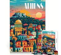 Puzzle "Tramonto ad Atene" da 1000 pezzi per adolescenti, ideale per sviluppare capacità analitiche, per un'attività rilassante e un gioco di incastro perfetto per le vacanze (50x75cm)