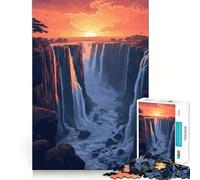 Puzzle "Tramonto alle Cascate Vittoria" per ragazzi, 1000 pezzi, gioco intelligente per il tempo libero, taglio preciso, regalo stagionale 38x26cm