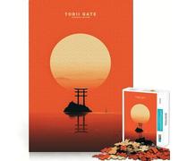 Puzzle "Tramonto e cancello Torii" per ragazzi, 1000 pezzi, gioco di logica, divertimento al chiuso, bordi precisi, pezzo da collezione 50x75cm