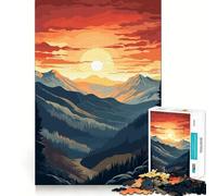 Puzzle "Tramonto in montagna" da 1000 pezzi per adolescenti, gioco di logica, rilassante, con bordi di alta qualità e grafica da collezione 38x26cm