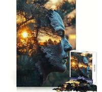 Puzzle "Tramonto nella natura attraverso un volto" per adolescenti, 1000 pezzi, gioco di logica fine, morbido, rilassante, bordi puliti, regalo di alta qualità (38x52cm)
