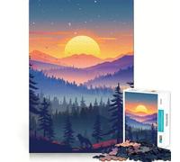Puzzle "Tramonto nella natura selvaggia" da 1000 pezzi per ragazzi, gioco di logica stimolante per attività domestiche, bordi trasparenti, regalo prezioso 38x52cm