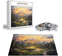 Puzzle Tramonto Puzzle 1500 Pezzi Jigsaw Adulti DIY Classici Gioco, Puzzles a Forma di Montagna, Giochi Rilassamento e Intelligence per Ragazzi 87x57cm/1500 pcs con Scatola Regalo in Legno H-6592