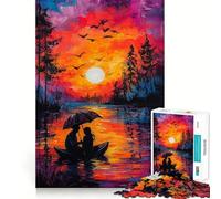 Puzzle "Tramonto romantico" per adolescenti, 1000 pezzi, gioco cognitivo, hobby tranquillo, bordo di alta qualità, regalo di Natale 38x26cm