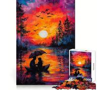 Puzzle "Tramonto romantico" per adolescenti, 1000 pezzi, gioco cognitivo, hobby tranquillo, bordo di alta qualità, regalo di Natale 38x26cm