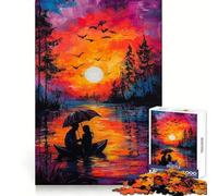 Puzzle "Tramonto romantico" per adulti, 1000 pezzi Un gioco intelligente per la casa, con tagli precisi Decorazione murale 50x75cm