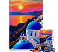 Puzzle "Tramonto su Santorini" per ragazzi, 1000 pezzi, puro gioco di logica, tranquillo, pulito, decorazione da parete 38x52cm