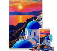 Puzzle "Tramonto su Santorini" per ragazzi, 1000 pezzi, puro gioco di logica, tranquillo, pulito, decorazione da parete 38x52cm