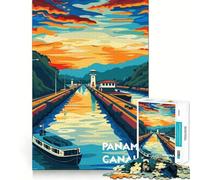 Puzzle "Tramonto sul Canale di Panama" per ragazzi, 1000 pezzi, gioco di logica, divertimento al chiuso, bordi precisi, pezzo da collezione 50x75cm