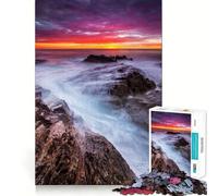 Puzzle "Tramonto sul lago con barca" per ragazzi, 1000 pezzi per allenare la mente, semplice e divertente da assemblare, regalo prezioso 38x26cm