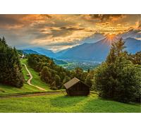 Puzzle Tramonto sul villaggio di montagna Wamberg 1500 pezzi