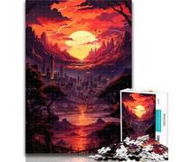 Puzzle Tramonto sulla città con alberi Puzzle da 1000 pezzi per adulti regalo per tutta la famiglia Adatto per e 14 26x38cm