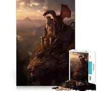 Puzzle "Tramonto sulla Fortezza dei Draghi" per ragazzi, 1000 pezzi, gioco cognitivo, hobby tranquillo, bordo premium, regalo di Natale 38x52cm