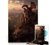 Puzzle "Tramonto sulla Fortezza dei Draghi" per ragazzi, 1000 pezzi, gioco cognitivo, hobby tranquillo, bordo premium, regalo di Natale 38x26cm
