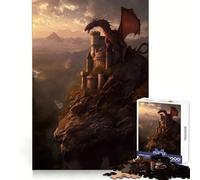 Puzzle "Tramonto sulla Fortezza dei Draghi" per ragazzi, 1000 pezzi, gioco cognitivo, hobby tranquillo, bordo premium, regalo di Natale 38x26cm